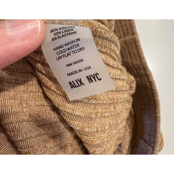 ALIX NYC Size Small Delancey Beige Brown Ribbed Flare Pants High Waisted READ - Picture 7 of 7